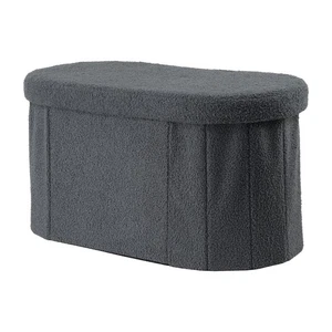 Folding Storage Ottoman Blanket Organizer Box Bench 72cm Chest Foot Stool Grey - Picture 1 of 8