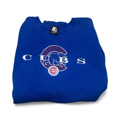 SUÉTER VINTAGE CHICAGO CUBS STARTER TALLA 2XL Bordado CUELLO REDONDO Foto 1 de 4