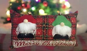 Handmade Christmas Scatter Cushion With Insert Decorated With Christmas Gonks - Picture 1 of 1