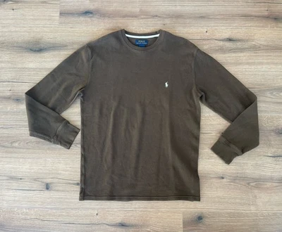 Camisa Polo Ralph Lauren Hombre XL Marrón Manga Larga Tejido Gofre Logo Foto 1 de 3