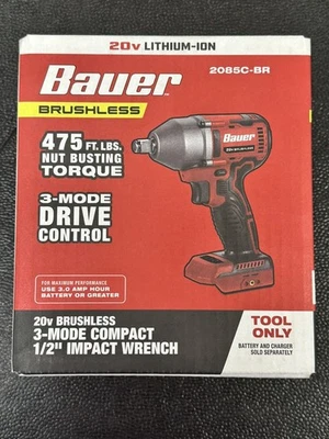 BAUER 20V Cordless, 1/2" High-Torque Impact Wrench - Tool Only - 208 (PD1119009) - Image 1 of 4