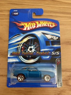 2006 Hot Wheels 1969 Pontiac Firebird #100 Metalflake Blue Red Line 5/5 B10 - Imagem 1 de 4