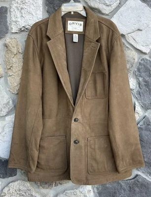 Chaqueta de cuero de gamuza Orvis para hombre talla 46L marrón safari blazer Heritage Adventurer  Foto 1 de 4