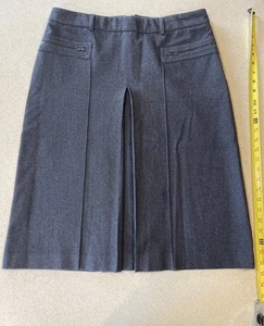 Theory Wool Zippered Pleated Skirt With Pockets Solid Charcoal Gr/black Size 10 - Picture 1 of 4
