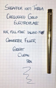 Pluma Estilográfica Sheaffer 1007 Targa Electroplato Dorado A Cuadros Super Limpia Funcionando - Imagen 1 de 13