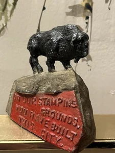 Antikes Souvenir aus Metallguss Kansas Büffel Bison  - Bild 1 von 11