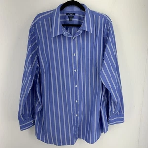 Chaps Damen 3x Bügelfreies Hemd mit Knopfleiste blau weiß Business Freizeit Preppy Streifen - Bild 1 von 7