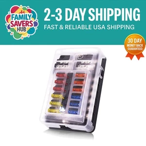 Waterproof 12 Circuit ATC/ATO Fuse Block with Clean Wiring Solution & LED Alert - Picture 1 of 9