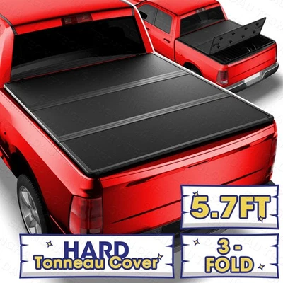 Hard Tri-Fold Truck Bed Tonneau Cover for 2009-2025 Dodge Ram 1500 5.7Ft (68.4"） - Image 1 of 4