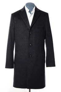 38R Stafford Dark-Gray Soft Wool-Blend Single-Breasted Overcoat Top Coat S - Picture 1 of 9