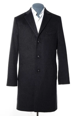 38R Stafford Dark-Gray Soft Wool-Blend Single-Breasted Overcoat Top Coat S - Image 1 of 4