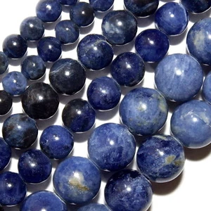 SODALITE GEMSTONE ROUND BEADS NATURAL 4MM 6MM 8MM 15” STRANDS - Picture 1 of 4