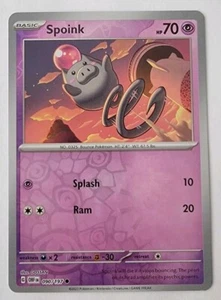 Spoink 090/197 Sv03: Obsidian Flames Reverse Holo casi nuevo - Imagen 1 de 2