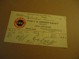 G Ernest Kraft coal & wood 1909 BALTIMORE MD billhead - Picture 1 of 1