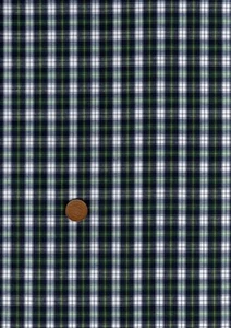 100% Cotton Fabric Small Tartan Navy Green Yellow White Patchwork Craft - Picture 1 of 1