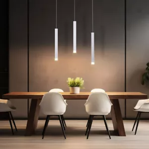 Lampada a Sospensione Argento LED Luce Sala da Pranzo Bianco Caldo Alluminio - Foto 1 di 9