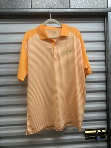 Masters Tech Golf Polo Shirt Size XL White/Orange Stripe Stretch - EUC - Picture 1 of 9