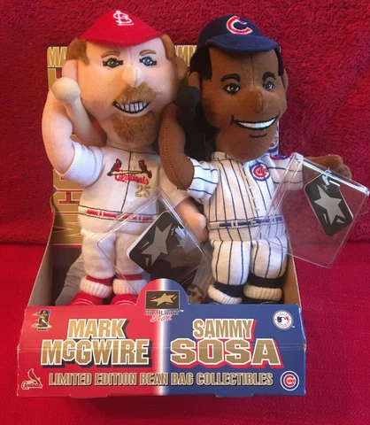 Cardinals Mark McGwire Cubs Sammy Sosa Plush Bean Bag Set MLB 1999 with tags Cover