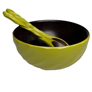Enrico Espiral Mango Madera Ensaladera y Cucharas para Servir Aguacate Verde - Imagen 1 de 11