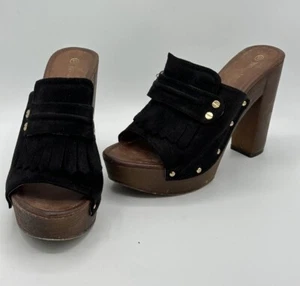 VTG Nature Breeze Women’s Platform Y2K Wedge Black Suede 5 In Heels Sz 10 - Picture 1 of 19