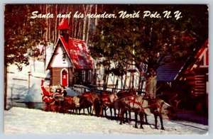 Postal de Santa, Gnomos y Renos, Santa's Workshop, Polo Norte Nueva York, década de 1950 - Imagen 1 de 2