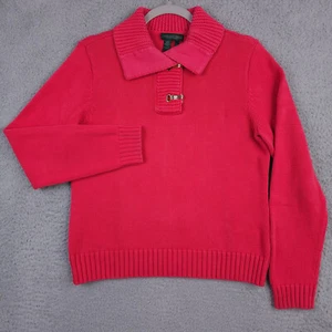 Lauren Jeans Company Sweater Women Large Coral Toggle Pullover Knit Ralph Lauren - Picture 1 of 16