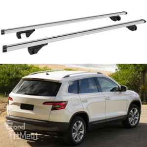 2Stk Silber Relingträger Dachträger Querstange Alu Gepäckträger für Skoda Karoq - Bild 1 von 9