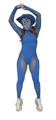 Size L- ADIDAS X IVY PARK WOMEN'S Rodeo Collection Catsuit, Glory Blue. - Image 1 of 4