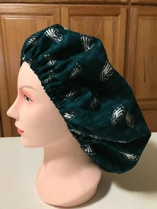 Scrub Hat Elastic Simple Style Medical Nursing Chemo Phila. Eagles Cotton Fabric - Picture 1 of 6