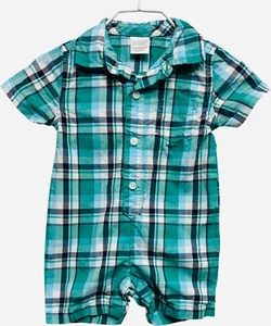 Mameluco corto Gymboree "Lakeside Stroll" verde azul blanco a cuadros popelina, 3-6 mos. - Imagen 1 de 3