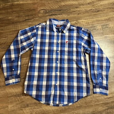 Wrangler Boys Button Up Blue & White Plaid Shirt Youth XL 14/16 - Image 1 of 4
