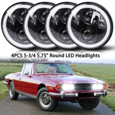 4PCS 5.75" inch LED Headlights Hi/Low Beam Projector For Triumph Stag 1970-1973 - image 1 of 4