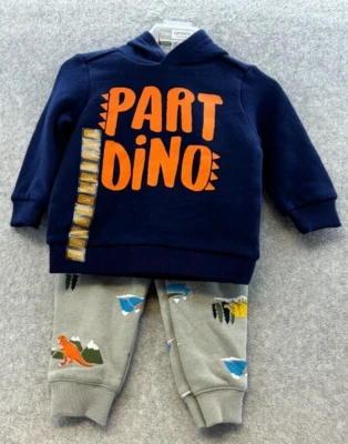 Carters Boys Part Dino Spiked Hood Pullover Jogger 2 Piece Set SZ 12 Month NWT - Image 1 of 4