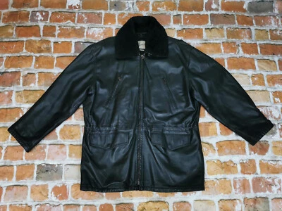 Chevignon Auténtico Vintage Chaqueta de Cuero Abrigo Negro Informal Talla:L Tip - Imagen 1 de 4