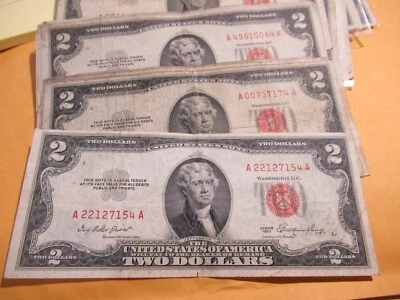 Antique 1953 Two Dollar Old US Currency US Note, Red Seal - Image 1 of 4
