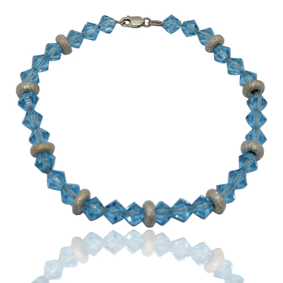 Bracciale per donna in argento 925 con cristalli swarovski aquamarine mm 6 - Immagine 1 di 1