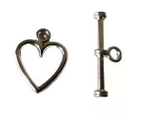 30/100Set Antiqued Silver Metal Heart Leaf Hook Toggle Clasps for Jewelry Making - Picture 1 of 14