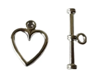 30/100Set Antiqued Silver Metal Heart Leaf Hook Toggle Clasps for Jewelry Making - Image 1 of 4