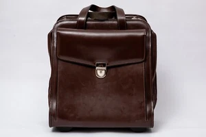 Jack Georges Milano Collection Vertical Laptop Traveler Wheeler Brown Bag - Photo 1/9