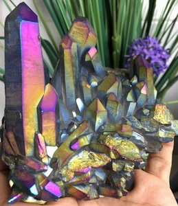 579g Rainbow Titanium plated Crystal Cluster, color-changing crystal - Picture 1 of 11