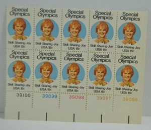 USA 15 Cent Stamps Block of 10 SPECIAL OLYMPICS Scott Number 1788 - Picture 1 of 7