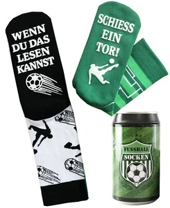 Fussball Socken in einer Geschenk-Dose, Geschenk für Männer zum Fussball Abend - Bild 1 von 10