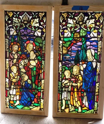 Antique Gothic Stained Glass Church Window Jesus Christ Blessing the Children Cover