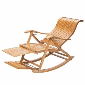 Bamboo Rocking Chair Adjustable Foldable Recliner Rocking Chair Foot Massage - Picture 1 of 21