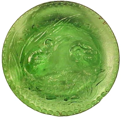 EAPG Plate Chicks Hatching Green Glass Easter Openings Antique - Image 1 of 4