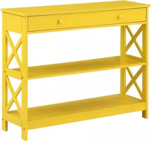 Convenience Concepts Oxford 1 Drawer Console Table with Shelves, Yellow - Picture 1 of 8