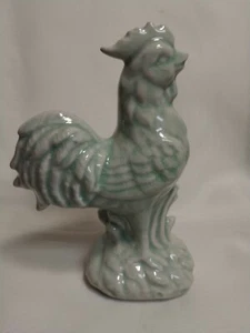 Vintage Ceramic Green Rooster Statue Figurine - Picture 1 of 5