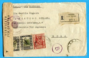 LIBIA - PITTORICA dent.14 £.2 e c.50 x 2 ann.TRIPOLI, 10.11.42 su RACC. (274011) - Imagen 1 de 2