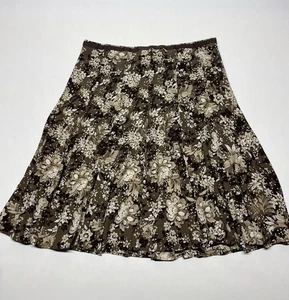 Braun schick Blumen Plissee fließend Rock Gr 16 Y2K Boho Landhaus Herbst Übergang - Bild 1 von 16