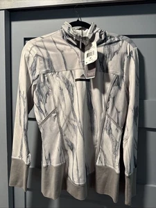 Adidas by Stella McCartney Womens Jacket Running Medium NWT Hooded White Grey - Picture 1 of 4